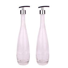 16oz 500ml Luxury empty clear Glass Pump Bottles for Hand Liquid Soaps shampoo with Stainless Steel Pump